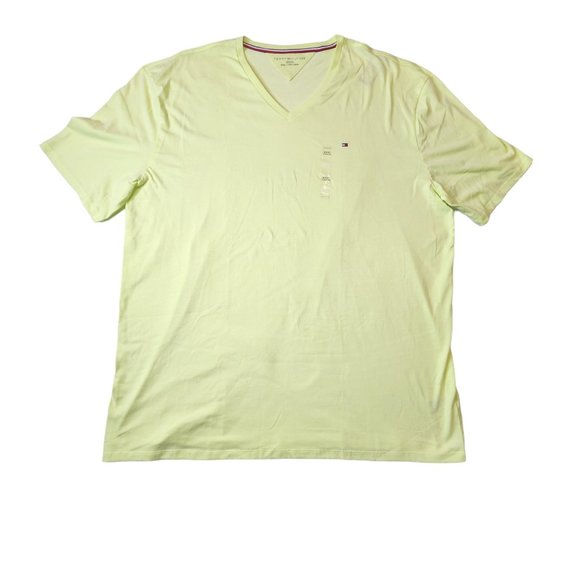 Tommy Hilfiger Men's V-Neck‎ Solid T-shirt Flag Logo Essential Tee - Picture 1 of 2